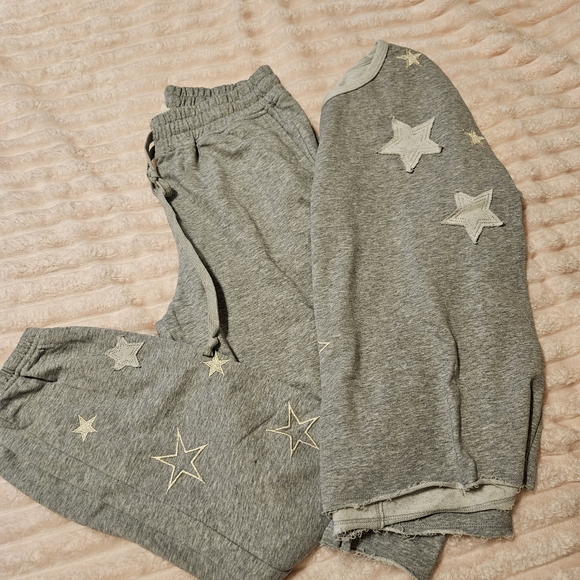 Hem & Thread Pants - Hem & Thread Gray Star Joggers Set